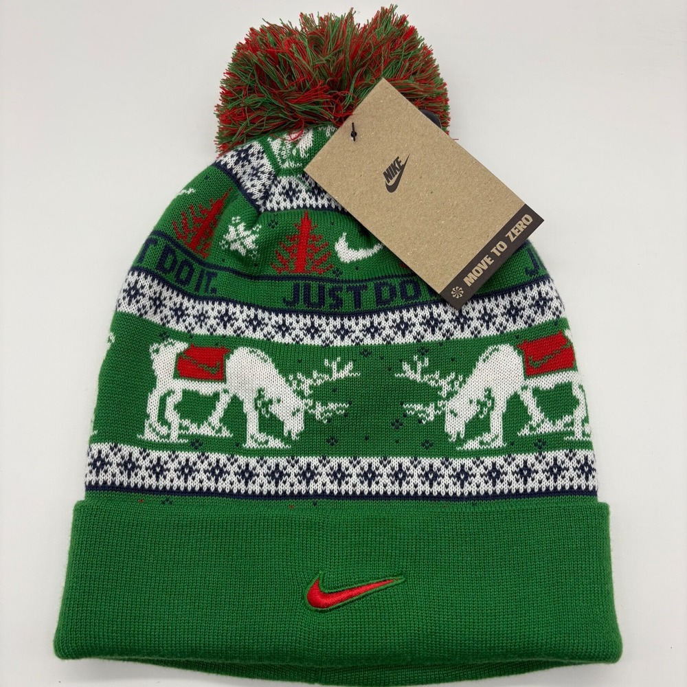 Nike Peak Winter Wonderland Beanie Unisex One Size Multicolor Pom Pom‎ Winter